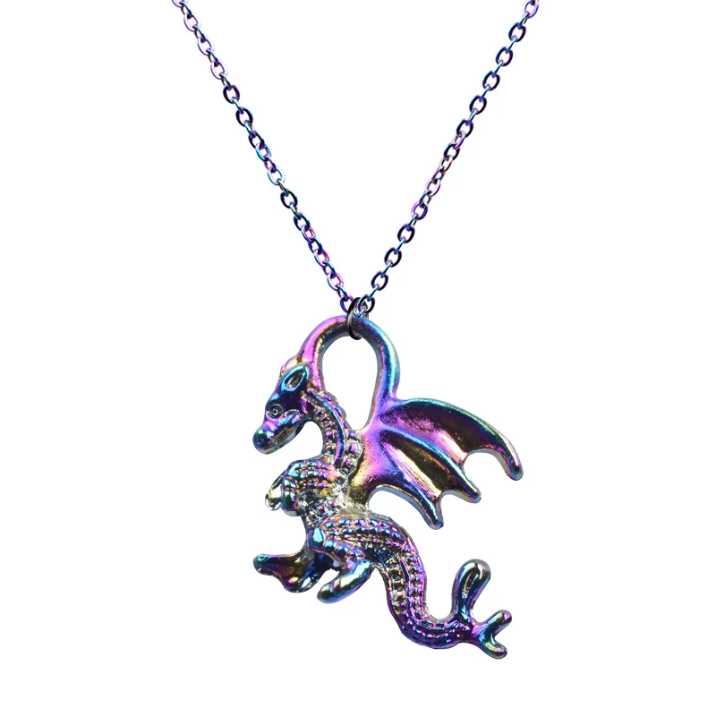 

Rainbow Dragon Necklaces For Men Women's Jewelry Hip Hop Style Necklace Pendant Choker Link Chain On The Neck Vintage Accessory