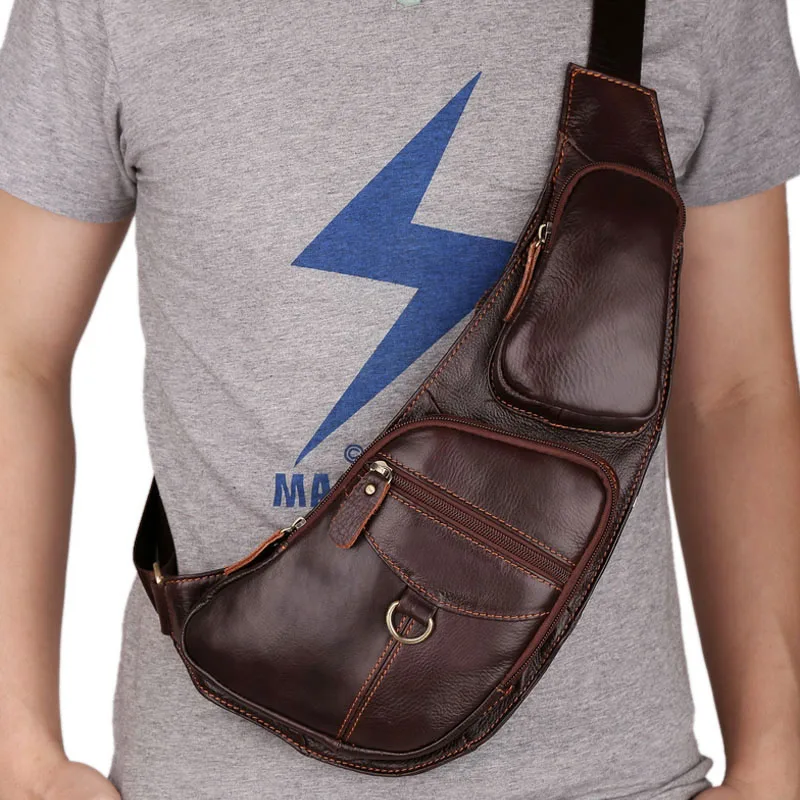 Кожаная нагрудная сумка для мужчин повседневный мессенджер занятий спортом на