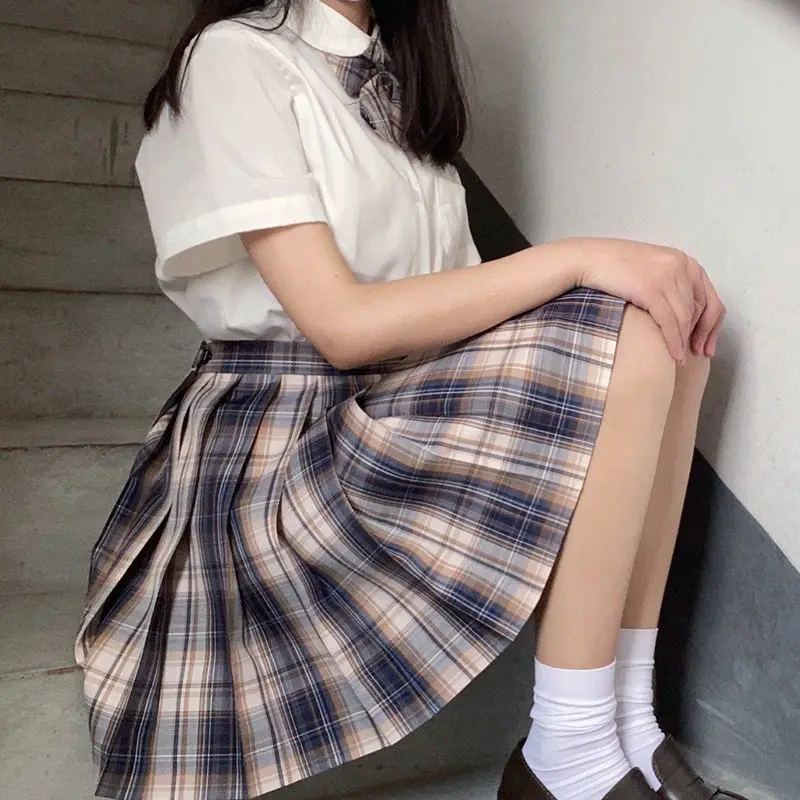 Плиссированная юбка Little BearSkirt клетчатая для девочек комплект с юбкой JK униформа