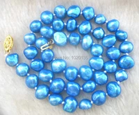 freshwater pearl deep blue baroque nature necklace 16inch