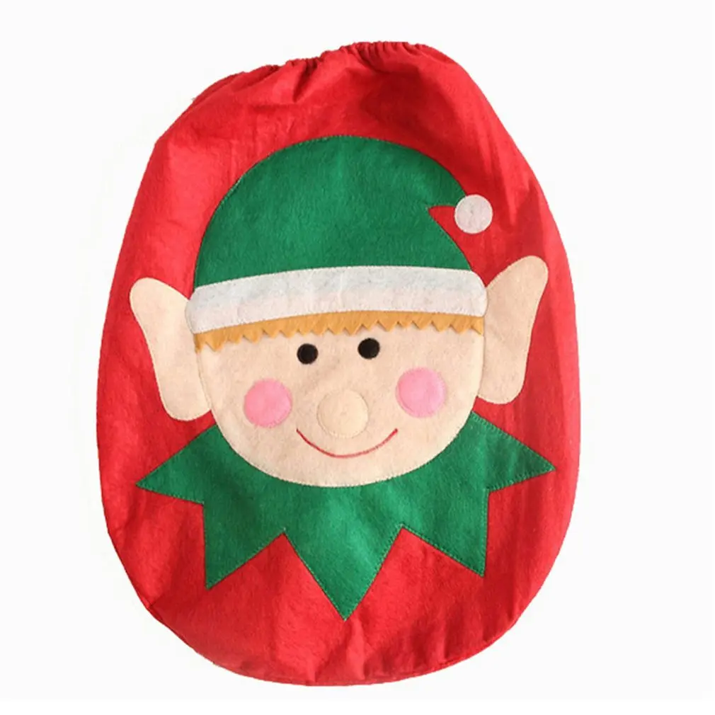 

Christmas Elf Toilet Seat Cover Rug Home Decoration Christmas Toilet Lid Case Bathroom Mat Xmas Decorative Gifts