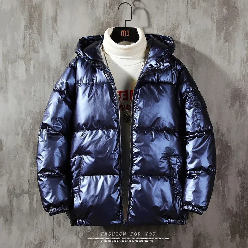 

2020 Shiny Reflective Cotton-padded Clothes Male Winter Fashion Personality with Thick Warm Cotton-padded Jacket