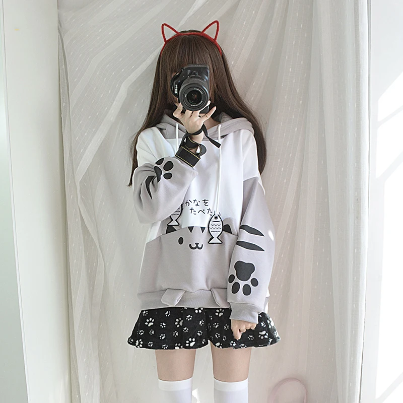 Аниме! Неко Atsume милая толстовка с капюшоном пальто костюм для Косплей Кот-учитель