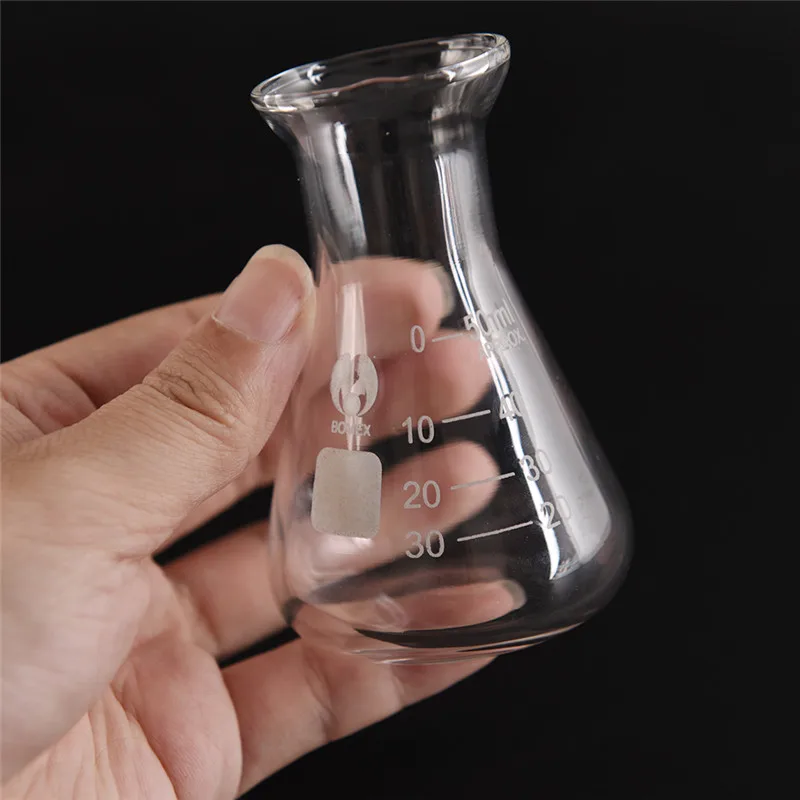 

Clear Transparent Glass Labratory 50ml Flask EquipmentWide Triangle Erlenmeyer Conical Flask