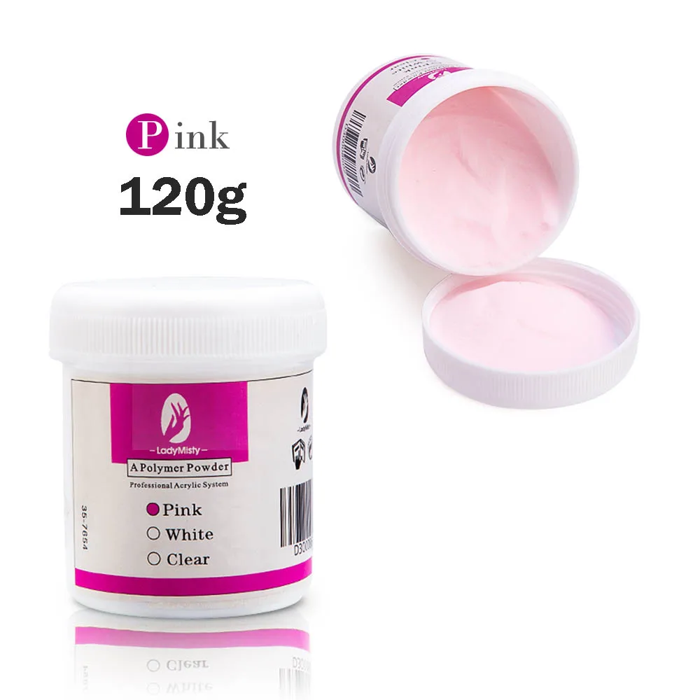 120ml pink 3 цвета, 120 мл, акриловая пудра, резьба, Кристальный полимер, прозрачный, розовый, белый, для дизайна ногтей, хрустальные пудры, полигелевые наконечники для ногтей - Цвет: 120ml pink