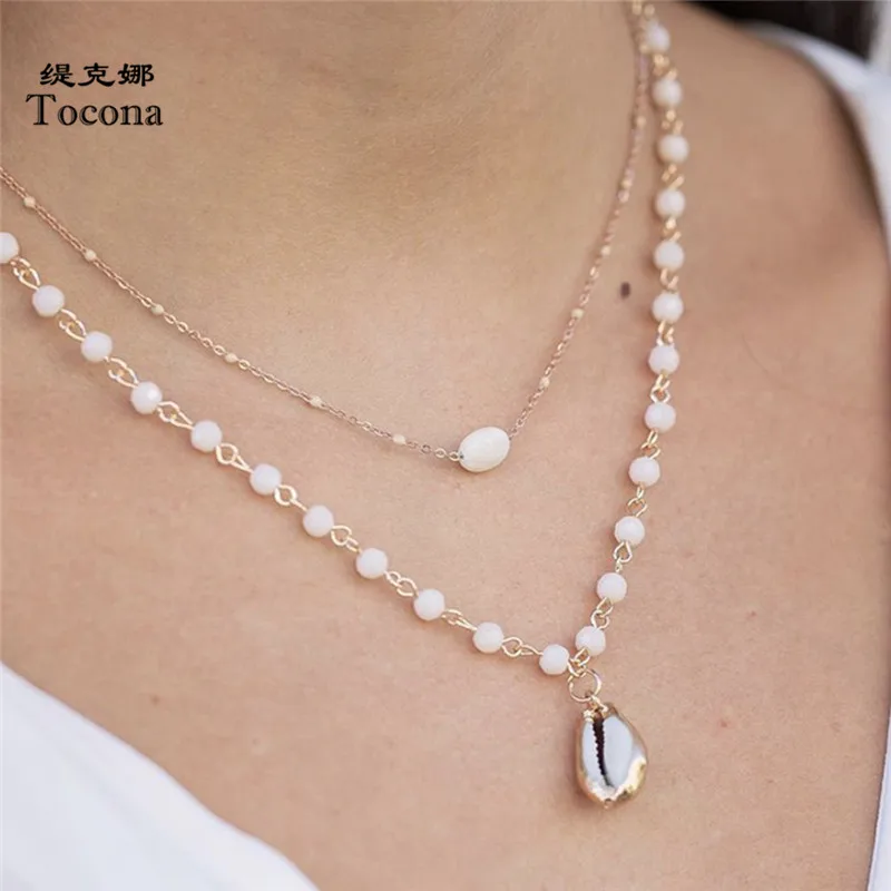 Tocona богемное летнее ожерелье с подвеской в виде ракушки для женщин цепочка