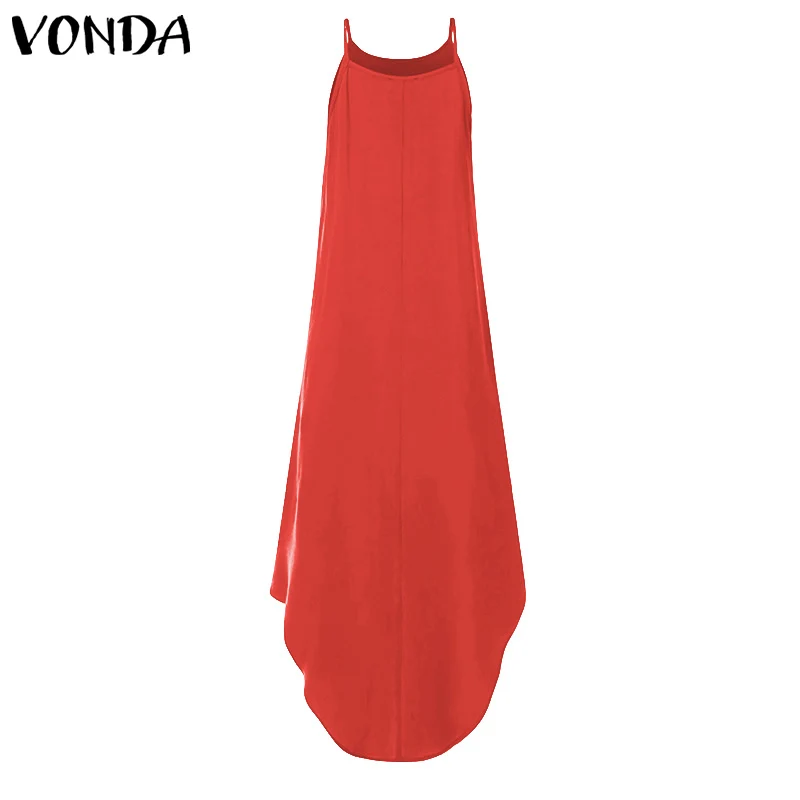 

Printed Maxi Dresses VONDA Bohemian Sexy Sleeveless Sundress Women Causal Halter Summer Beach Dress Asymmetric Long Dresses 5XL