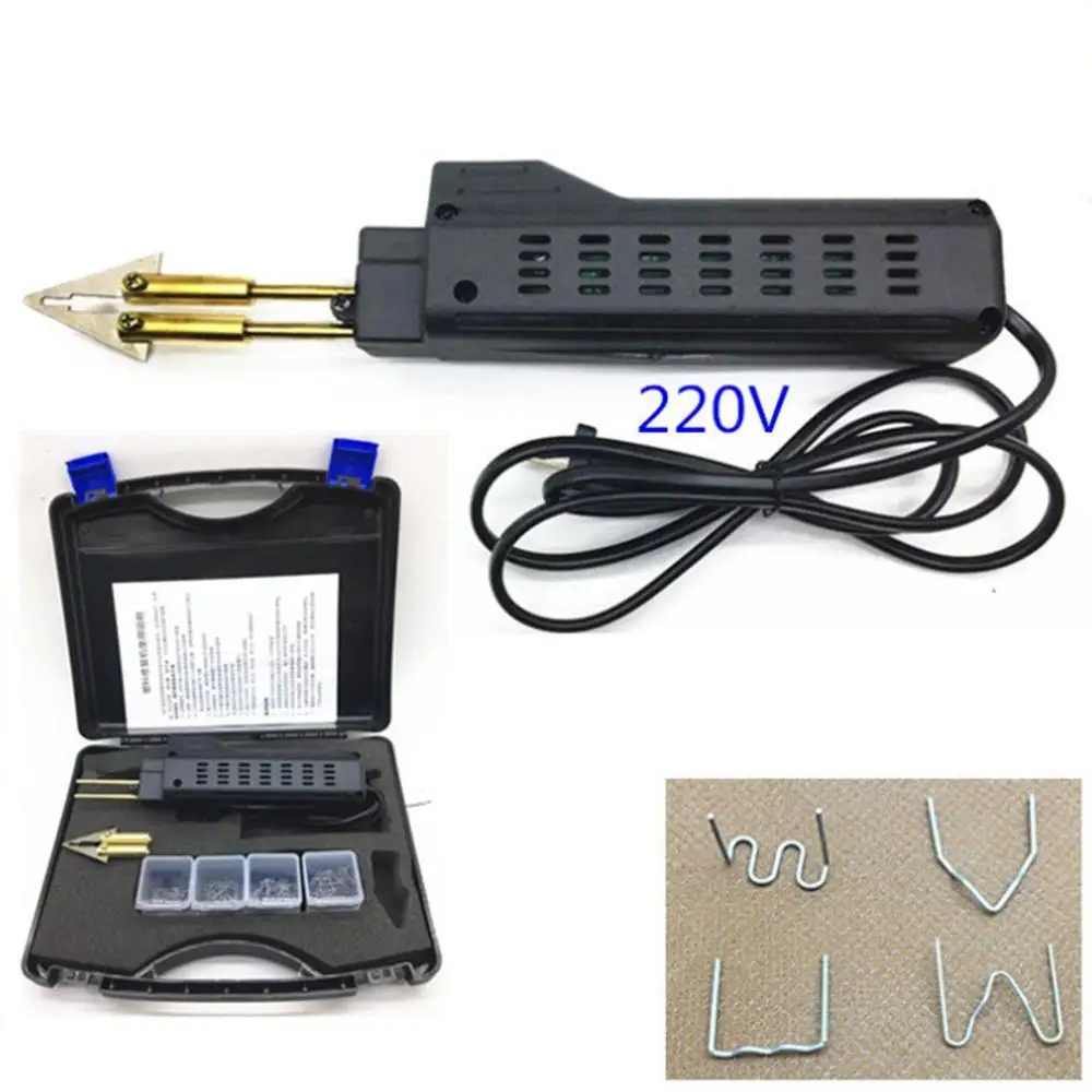 

220-250V Hot Stapler Car Bumper Plastic Welding Torch Fairing Auto Body Tool Welder Machine 0.6/0.8mm + 4 box Welding Staples