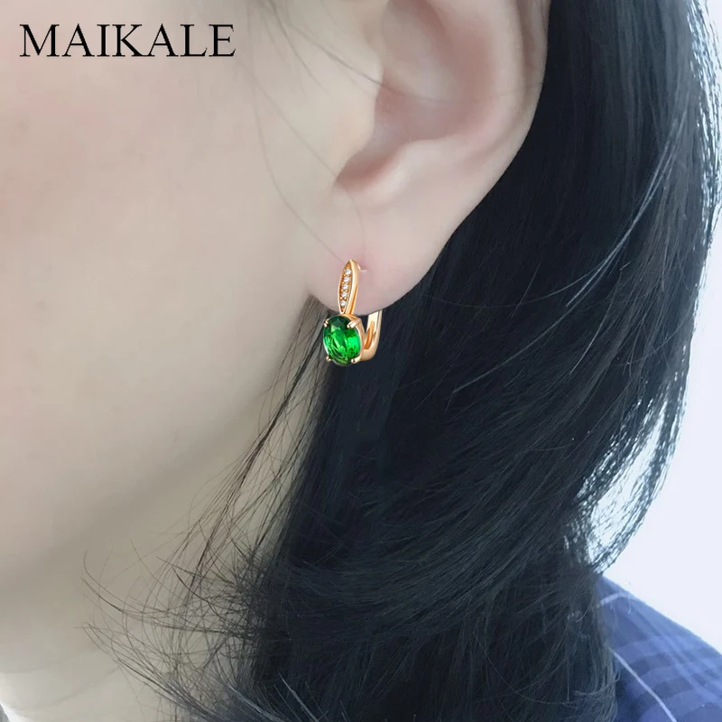 MAIKALE, классические циркониевые серьги-гвоздики, Красочные CZ Кристалл, золото; серебро; Сережки для женщин, вечерние ювелирные изделия, модные аксессуары, подарок