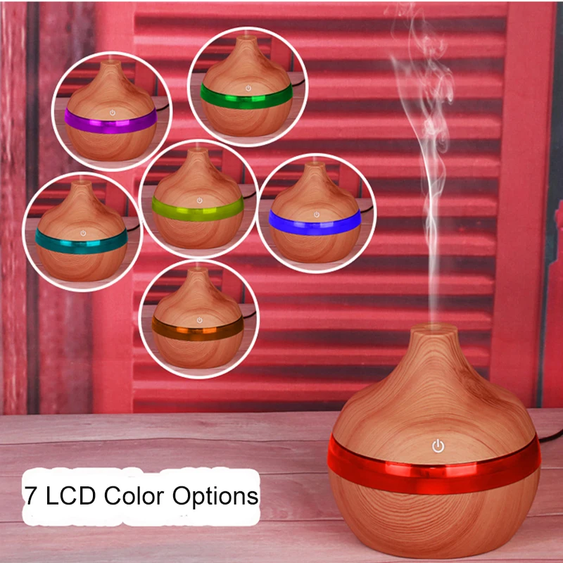 

aroma diffuser USB Humidifier 300ml Aromatherapy Essential Oil Diffuser Wood-grain Ultrasonic Aroma Mist Make With LED Light