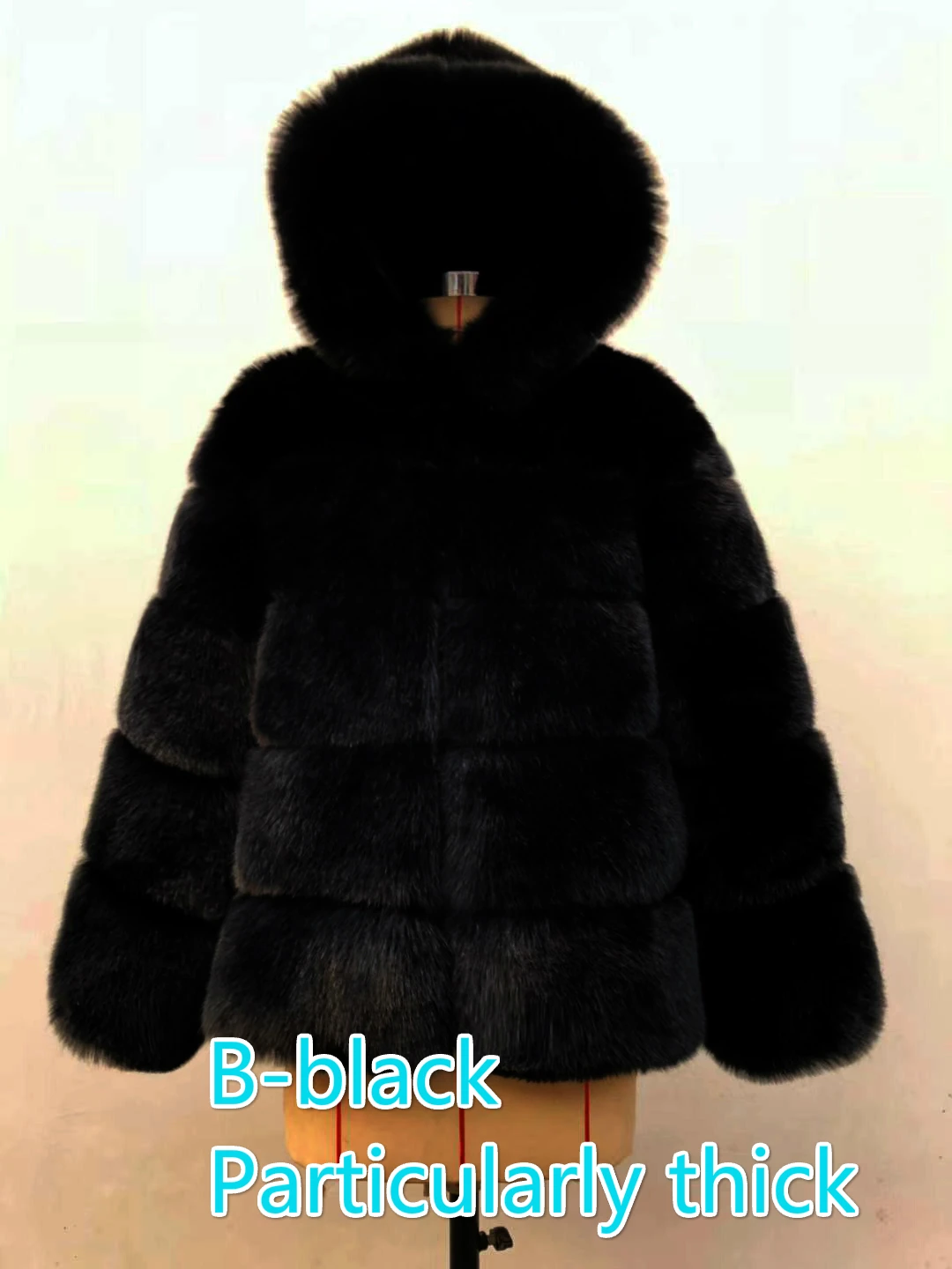 B-Black Женское модное плюшевое пальто размера плюс S-5XL, зимние плотные теплые пушистые куртки, женская верхняя одежда из искусственного меха, длинное меховое теплое пальто с капюшоном - Цвет: B-Black