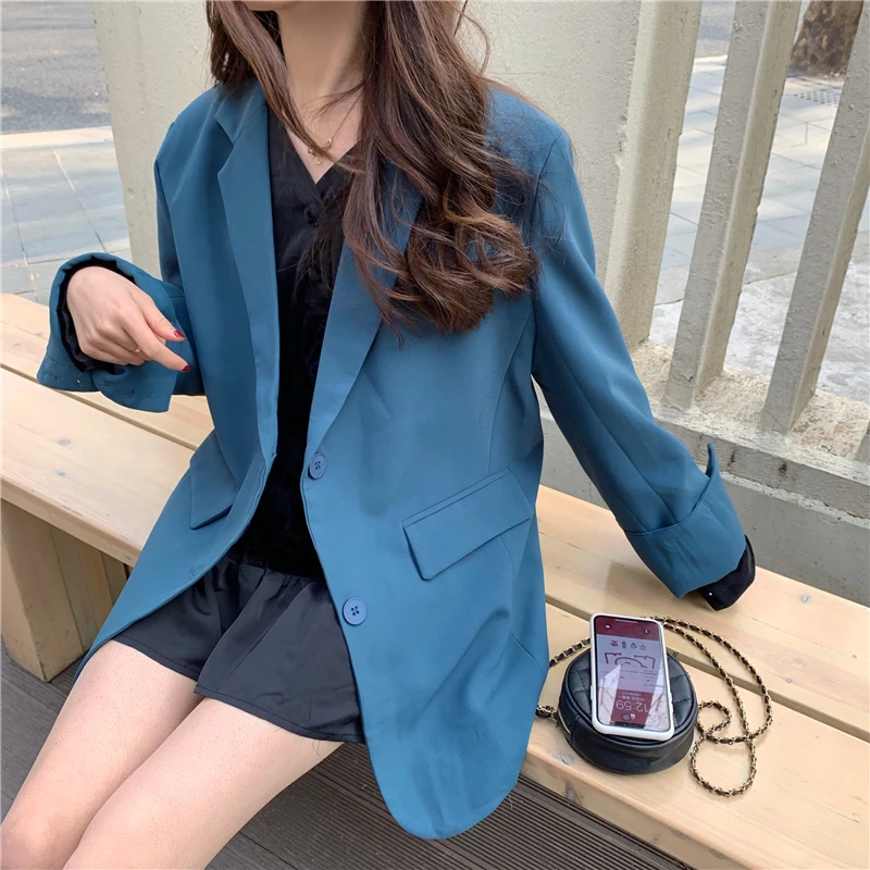 

HziriP Office Ladies Coats Good Quality Retro Tops 2021 Hot Femme Casual Elegant Women Vintage Long Sleeve Blazer Jackets