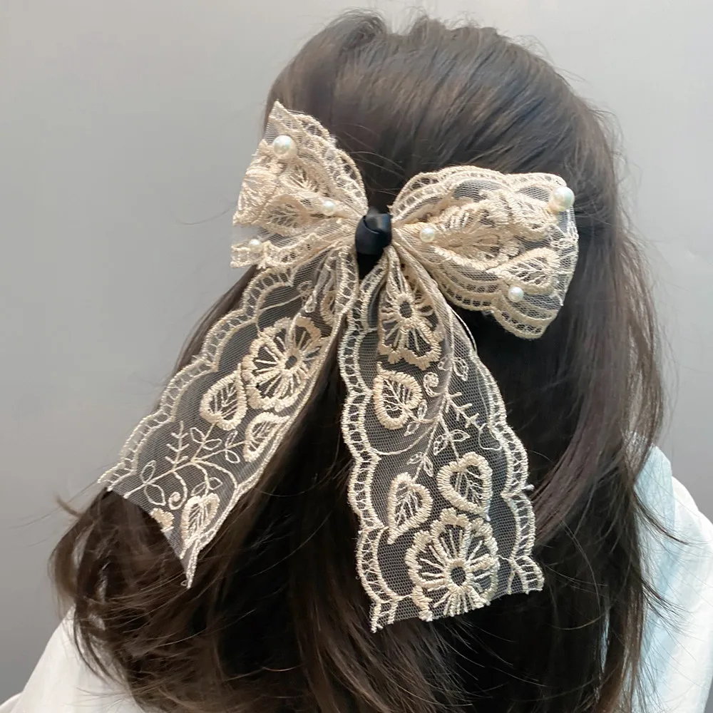 

Заколка для волос женская, с жемчужным Кружевом и бантом, 1 шт.