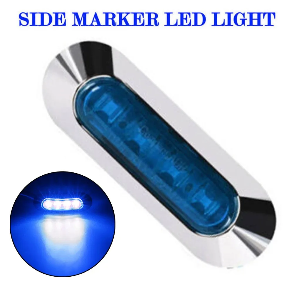 

4 LED Side Marker Lights Blue Buses Clearance Lorries Trailer Van Light