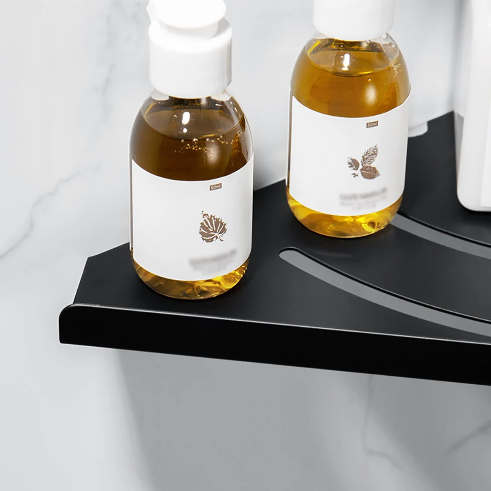 Черная Ванна Душ Caddy треугольная полка для ванной настенное крепление