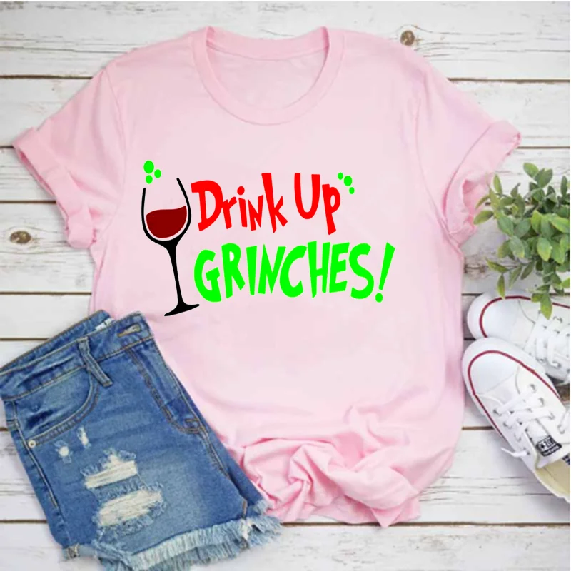 

Ladies Christmas Funny Print T-shirt Fashion Harajuku Clothes Green Fur Monster Top 20201 New