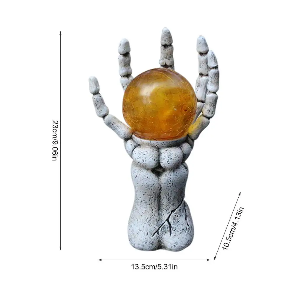 

Solar Powered Resin Skeleton Hand With Ball Solar Garden Statue Halloween Party Decor Ornaments Home Bar Craft Decoration Gift