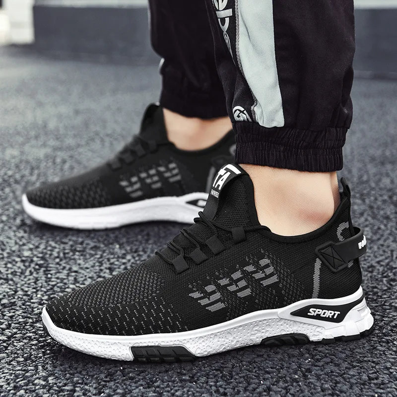 Men's Shoes Summer Nice Casual Sports Shoes Fashion Student Running Shoes Flying Woven Breathable Mesh Shoes Mens Casual Shoes