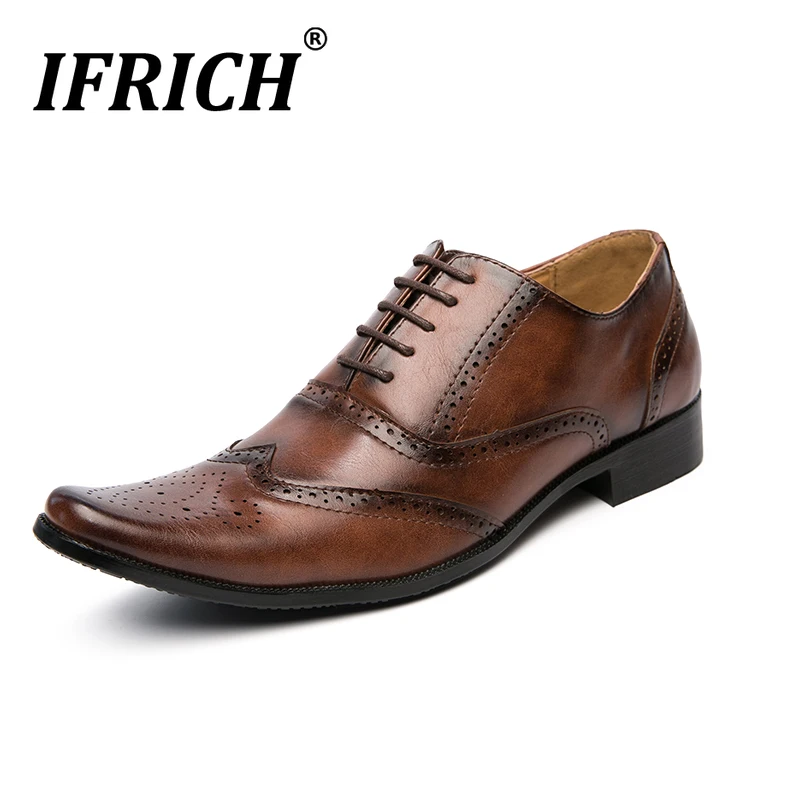 

Fashion Brand Mens Oxford Leather Shoes Brown Black Men Business Dress Shoes Pointed Toe Man Party Footwear Lacing Office Shoes
