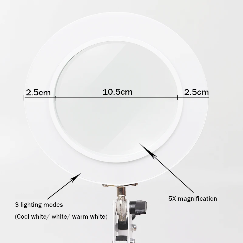 USB светодиодсветодиодный Настольная лампа с 5 кратным увеличением и плавным