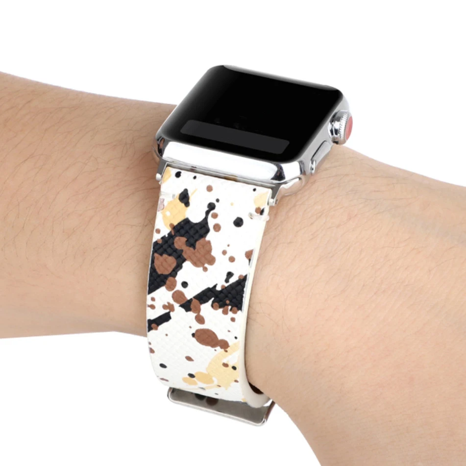 

Suitable for Apple Watch Strap 38/40mm 42/44mm Painted Printed Color Graffiti Microfiber Artificial Leather Watch Strap