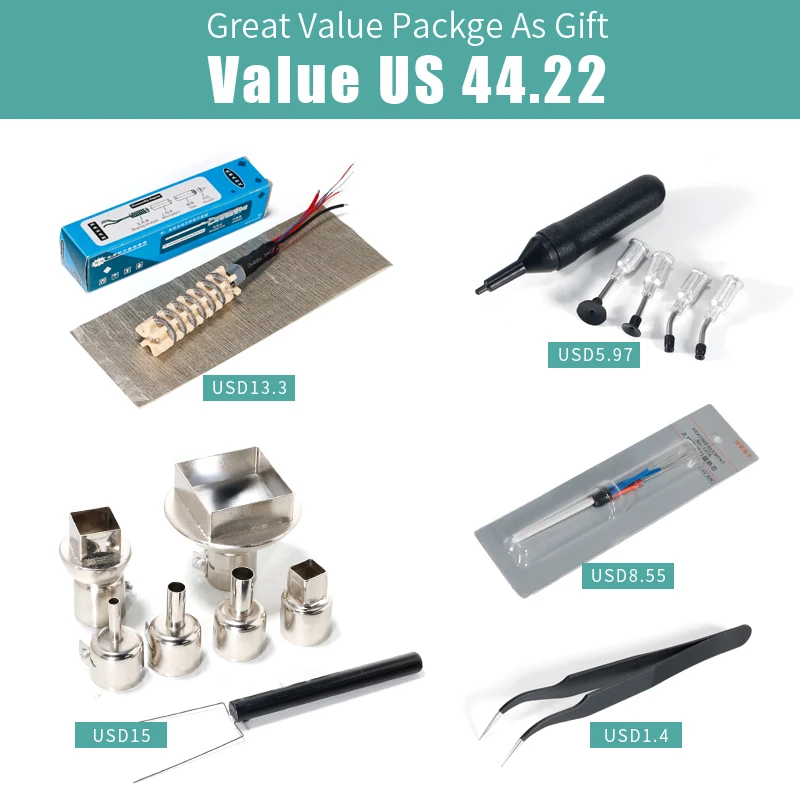 YIHUA 853AAA 1200W Preheating Station PCB Preheater Soldering BGA Rework Iron Heat Gun Welding | Инструменты