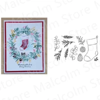 christmas stocking plant pine cones clear stamps for scrapbooking decoration craft embossing stencil no cutting dies 2021 new