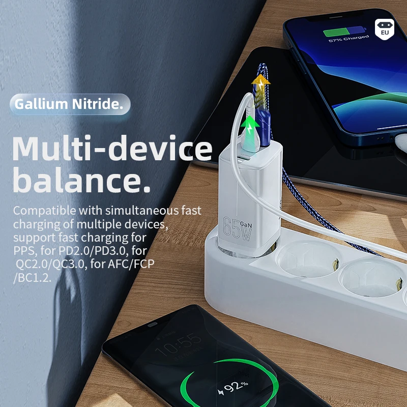 Зарядное устройство сетевое с USB-портом и поддержкой быстрой зарядки 65 Вт |