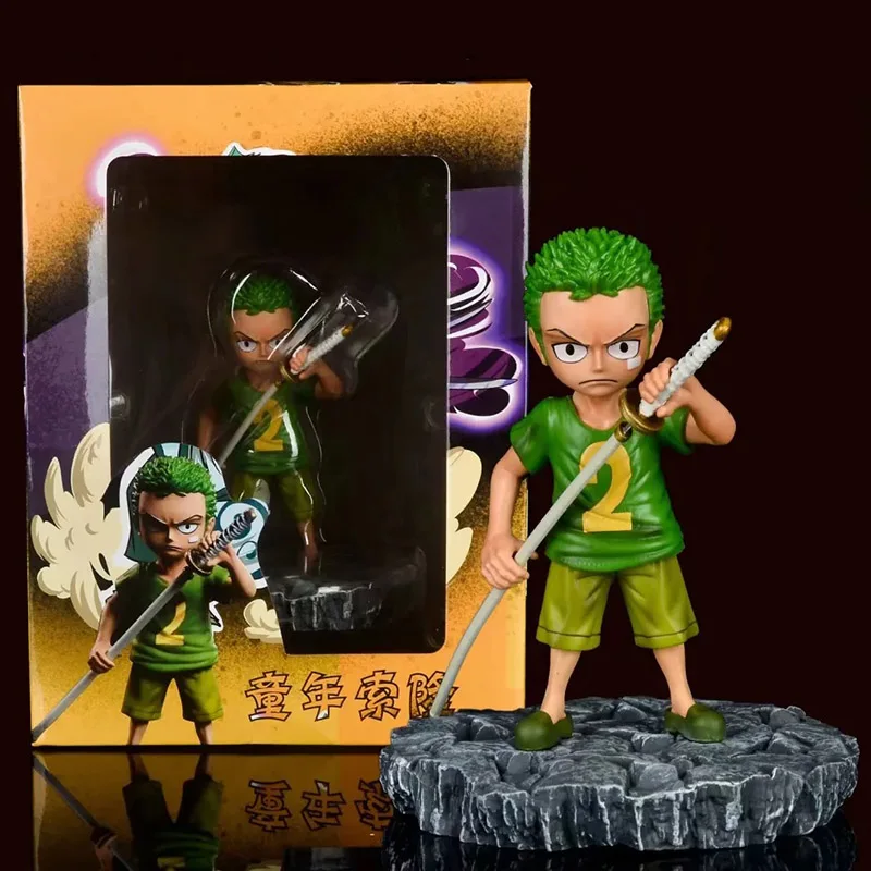 

Аниме One Piece Roronoa Zoro, ПВХ фигурка, игрушка, милый детство, Зоро, строительный подарок для мальчиков, 16 см