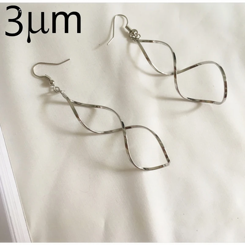 3 мкм модные двойные Висячие серьги для женщин длинные волнистые Высокое