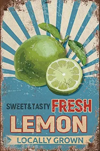 

Sweet and Tasty Fresh Lemon Locally Grown Retro Metal Tin Sign Vintage Aluminum Sign for Home Coffee Wall Decor 8x12 Inch