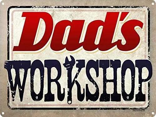 

Kean Dad's Work Shop Metal Tin Sign Wall Decor Garage Man Cave Bar Pub Gift 8x12 Inches (20x30 cm)
