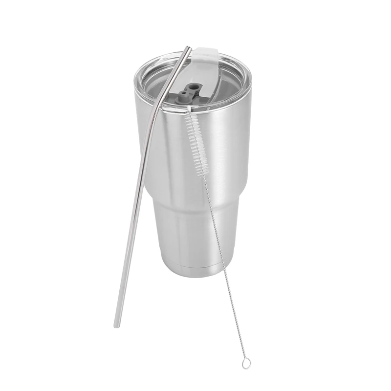 

Stainless Steel Tumbler Cup with Lid Straw 30 Oz Double Wall Vacuum Flask Insulated Beer Cup Drinking Thermoses Coffee