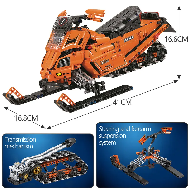 

961pcs City Snowmobile Model Assembly Building Blocks High-tech Snow Motorcycle Bricks Educational Toys for Children