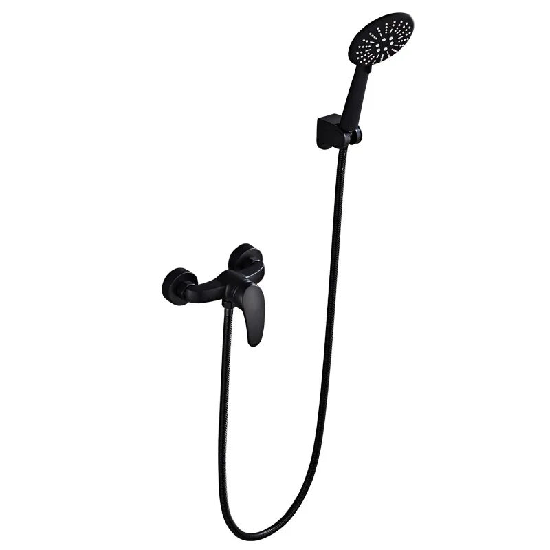 Черный настенный медный душевой клапан LASO для ванной комнаты с ручным смесителем