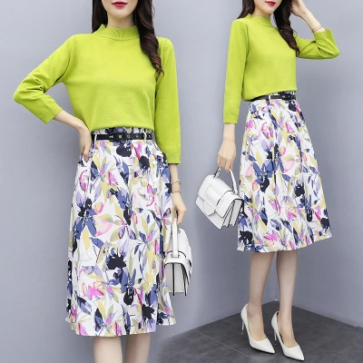 

Sweater Knitted Top And Skirt Luxury 2 Piece Set Women Floral Print Women 2 Sets Clothing With Skirts Womens Matching Set