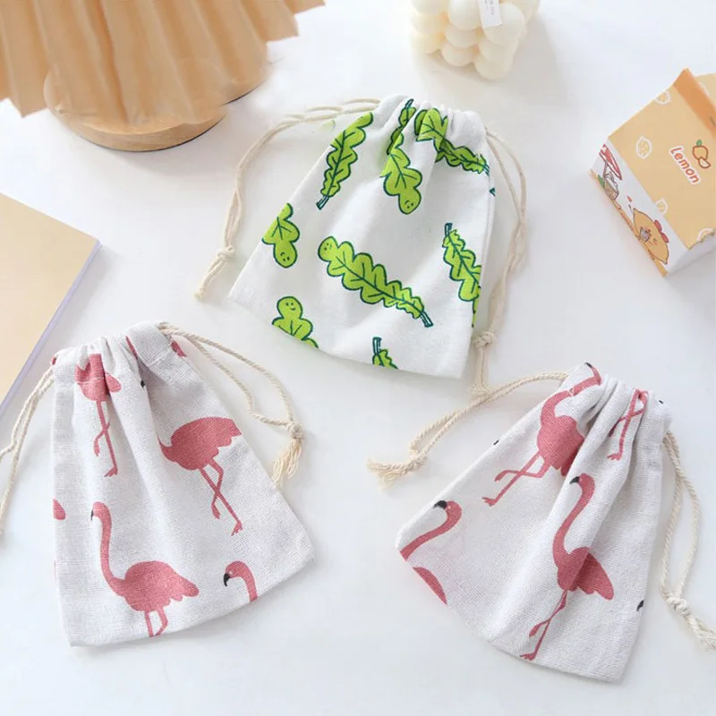 

Pink Flamingo Bird Linen Gift Pouches Green Leaf Sack 9x12cm 10x15cm 13x17cm pack of 100 Makeup Jewelry Drawstring Bags