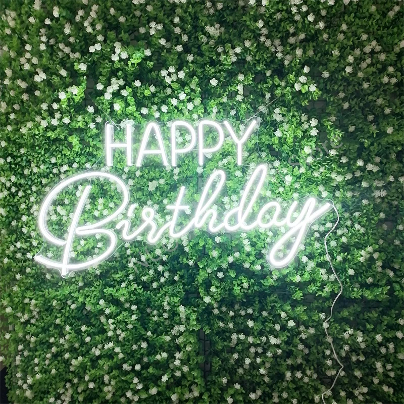 

Neon Sign Light Customize Name Happy Birthday Decoration Led For Girl Boy Home Room Party Bar Wedding Decor Flexible Strip Wall