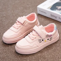young children casual shoes cute cat white pink girls shoes pu waterproof 25 36 for girls sneakers dropshipping