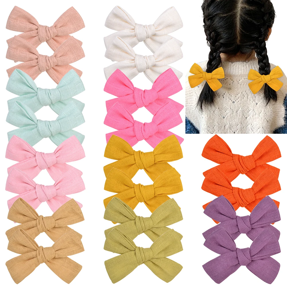 

2PCS/LOT 3.6Inch Solid Ribbon Hair Bows With Clip Boutique Hair Clips For Girls Hairgrip New Headwear Kids Hair Accessories Gift