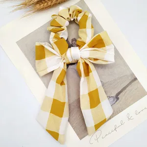 Ручная работа, милый большой бант, хвостик, держатель для волос, цветная клетка, принт, резинки, Ретро стиль, резинка для волос, эластичная резинка, элегантная