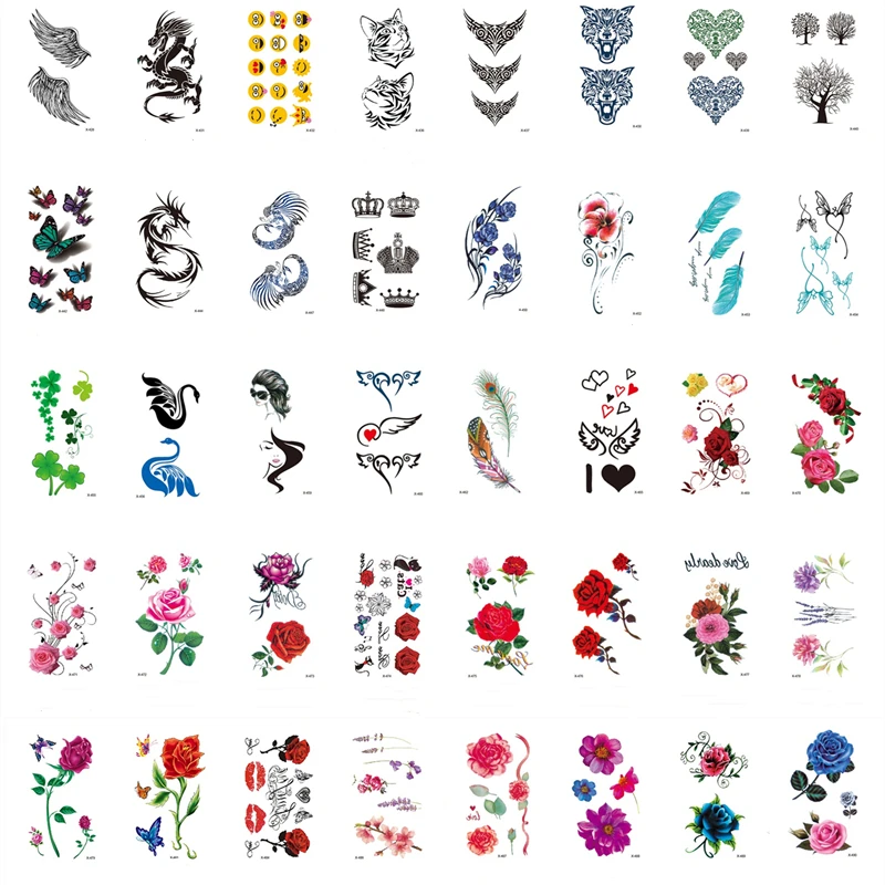 

Temporary Tattoo Stickers For Men And Women, Waterproof Dragon Tattoos, Flowers and Animals, Human Body Art, Finger Tattoos
