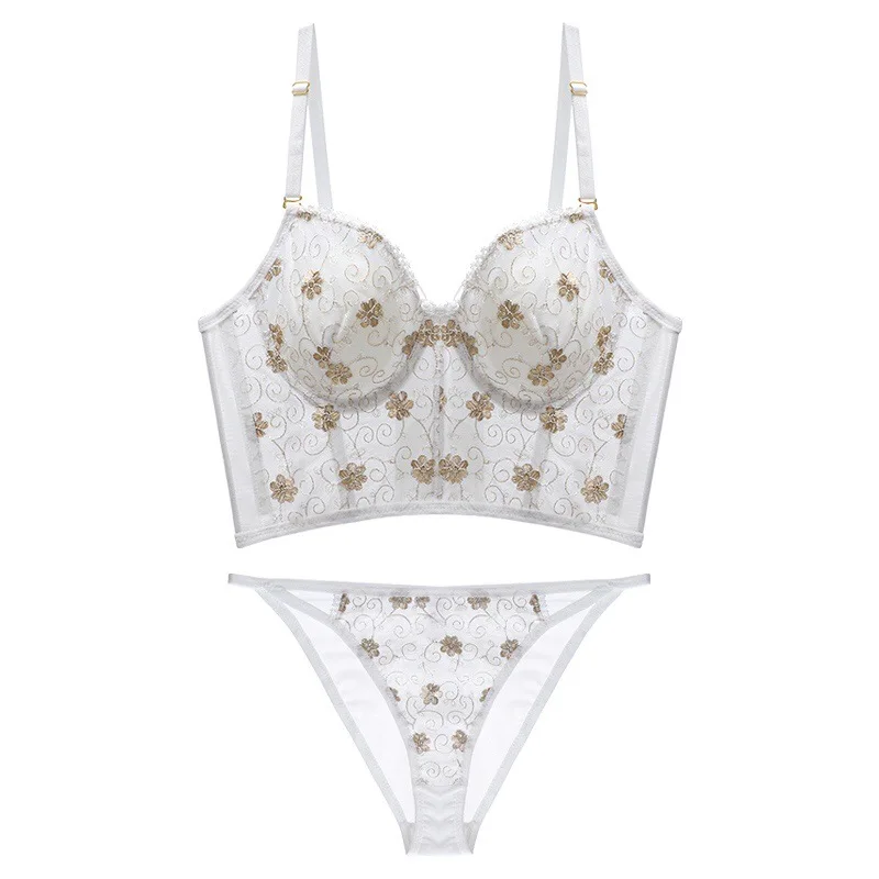 Кружевное нижнее белье с вышивкой сексуальное тонкий прозрачный Женский