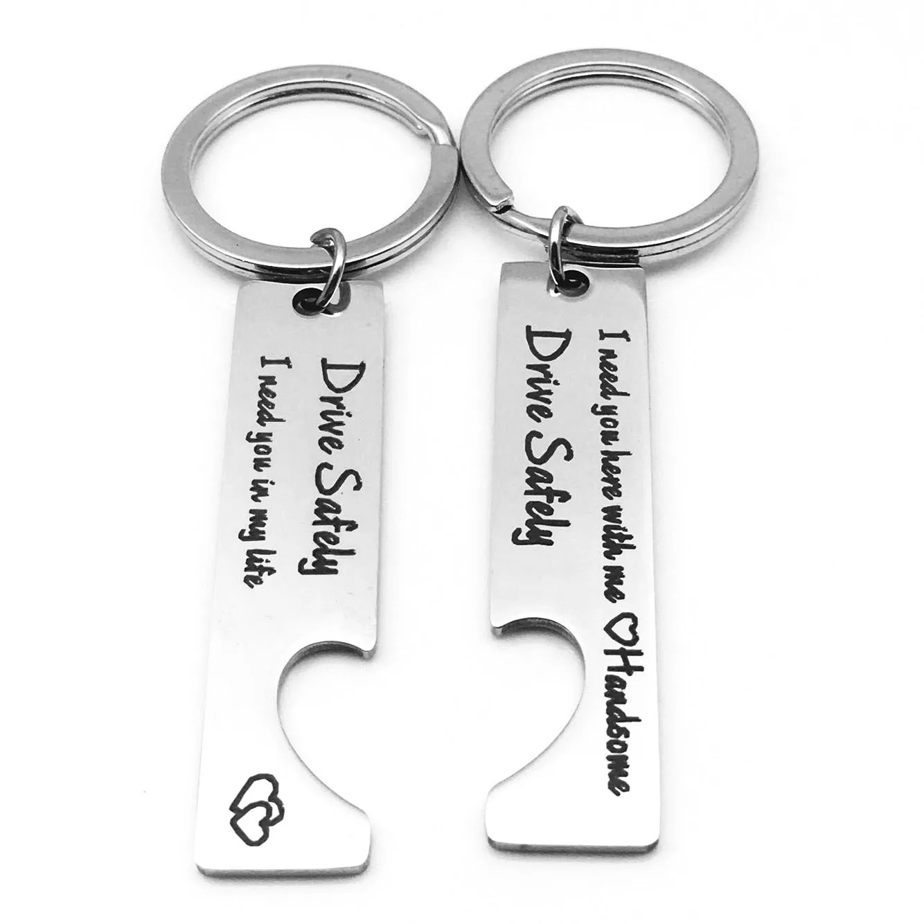 The Couple Drove Him Safely with Key Ring and She Safely. I Need You By My Side. Gift for Husband on.