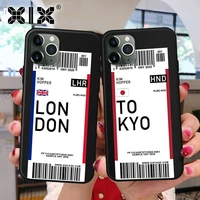 ins hot world city tokyo newyork paris london travel ticket label phone case for iphone 7 8 plus 11 pro x xs max xr black cover