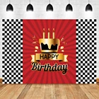 Фон Laeacco с изображением гонок трека с золотыми тортами и свечками для фотостудии