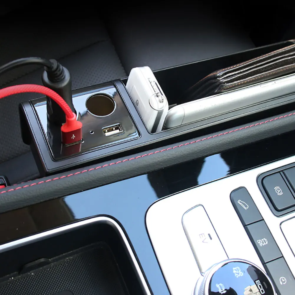 Car Seat Gap Organizer Plastic Storage Box with 2 USB Cigarettes Lighter Socket Unique socket design non-slip | Автомобили и