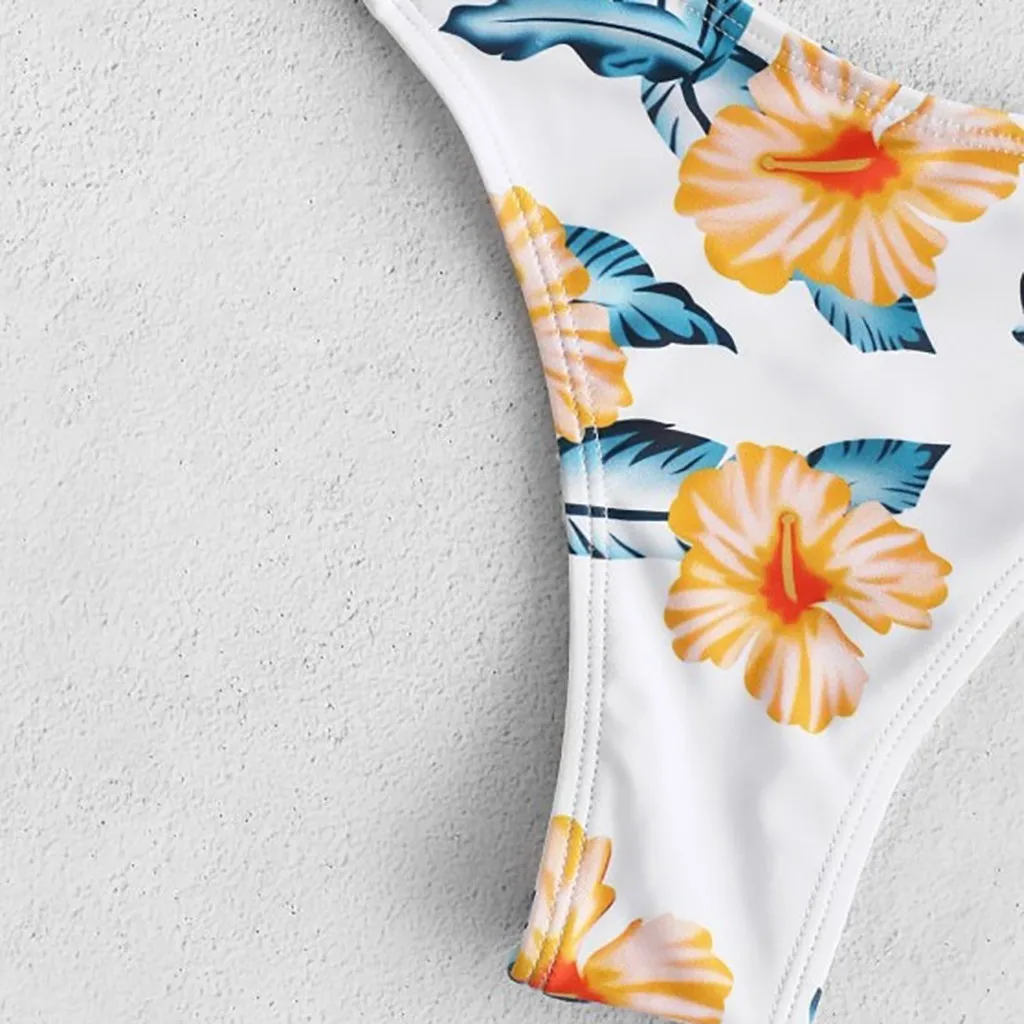 

New Fashion sexy Women's Bikini Cut Flower Two Piece Swimsuit Pushups Swimwear women Floral Beachwear wire free low waist hot