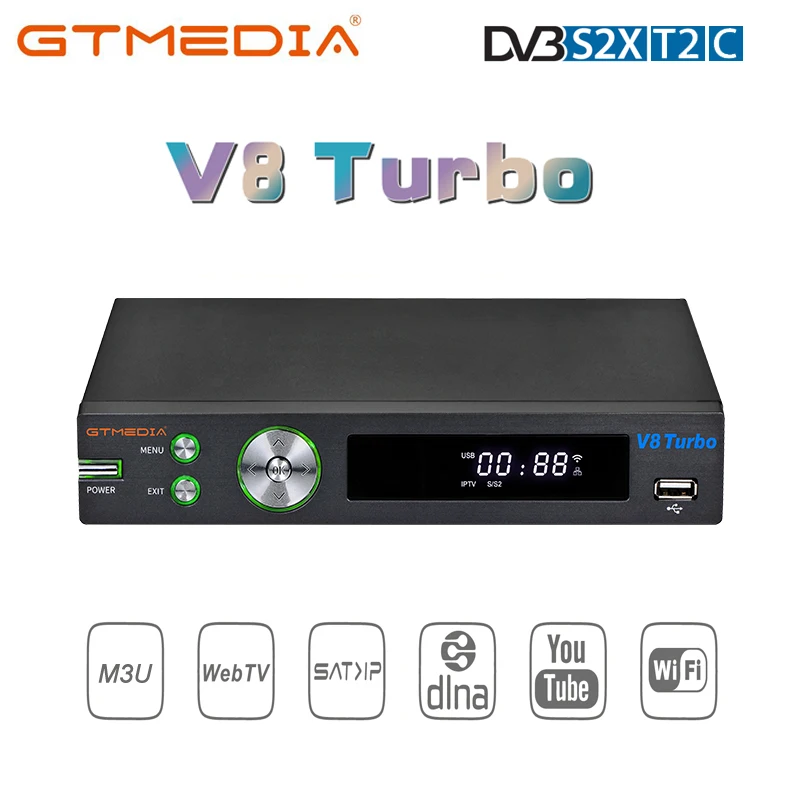 GTMEDIA V8 Turbo DVB S2/S2X/T2/кабель/J.83B цифра спутниковый телевизионный ресивер WI FI H.265