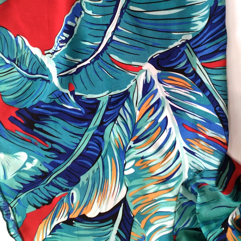 African Dashiki Fashion Design Green Palm Leaf Pattern Printed Off Shoulder Butterfly Sleeve Elegant Vacation Style Women Dress |